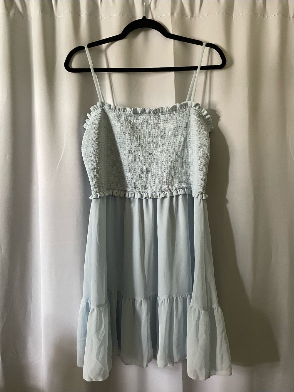 Aritzia Light Blue Smocked Tiered Sundress